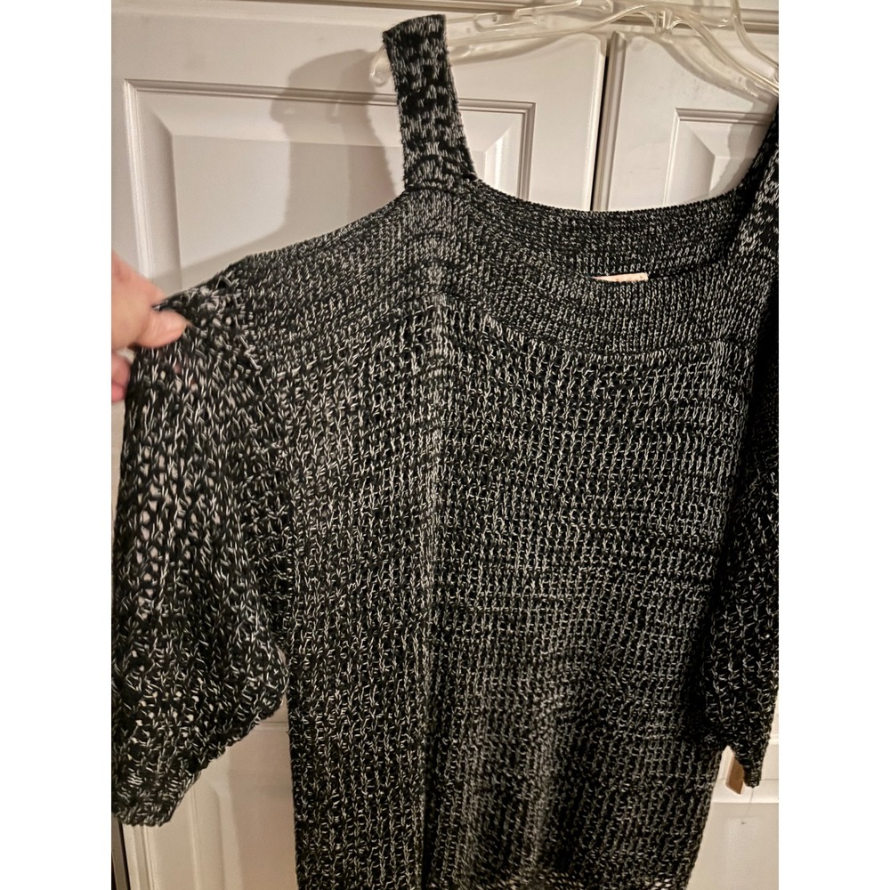 Gibson Latimer 2X Black White Cold Shoulder Knit Sweater LP6446YAZW NWT Plus Sze